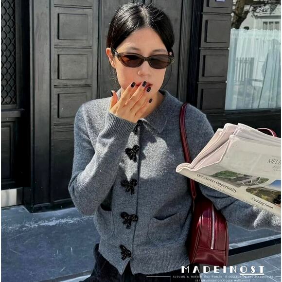 RARE!!! ZARA Gray Embellished Knit Top NWT - Picture 11 of 16